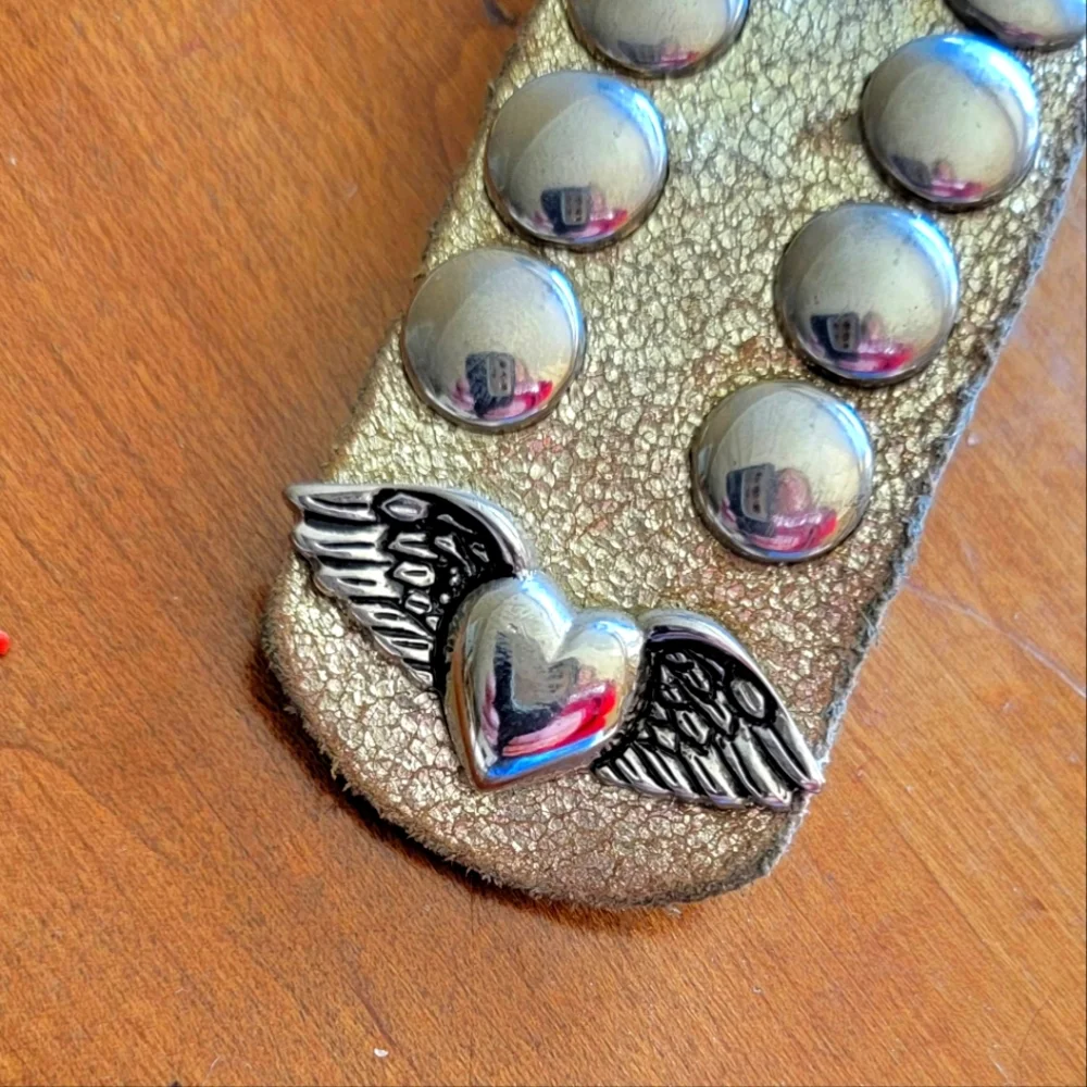 BRIDGER Gold Studded Flying Heart w Wings Belt